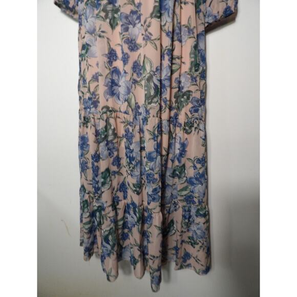 Kate & Lily Size 10 Maxi Dress Sheer Pink Floral Tropical Chiffon Collared Butt - Picture 11 of 15